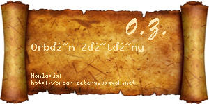 Orbán Zétény névjegykártya
